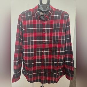 Weatherproof Vintage Men’s Medium Red Plaid Button Down Flannel Shirt